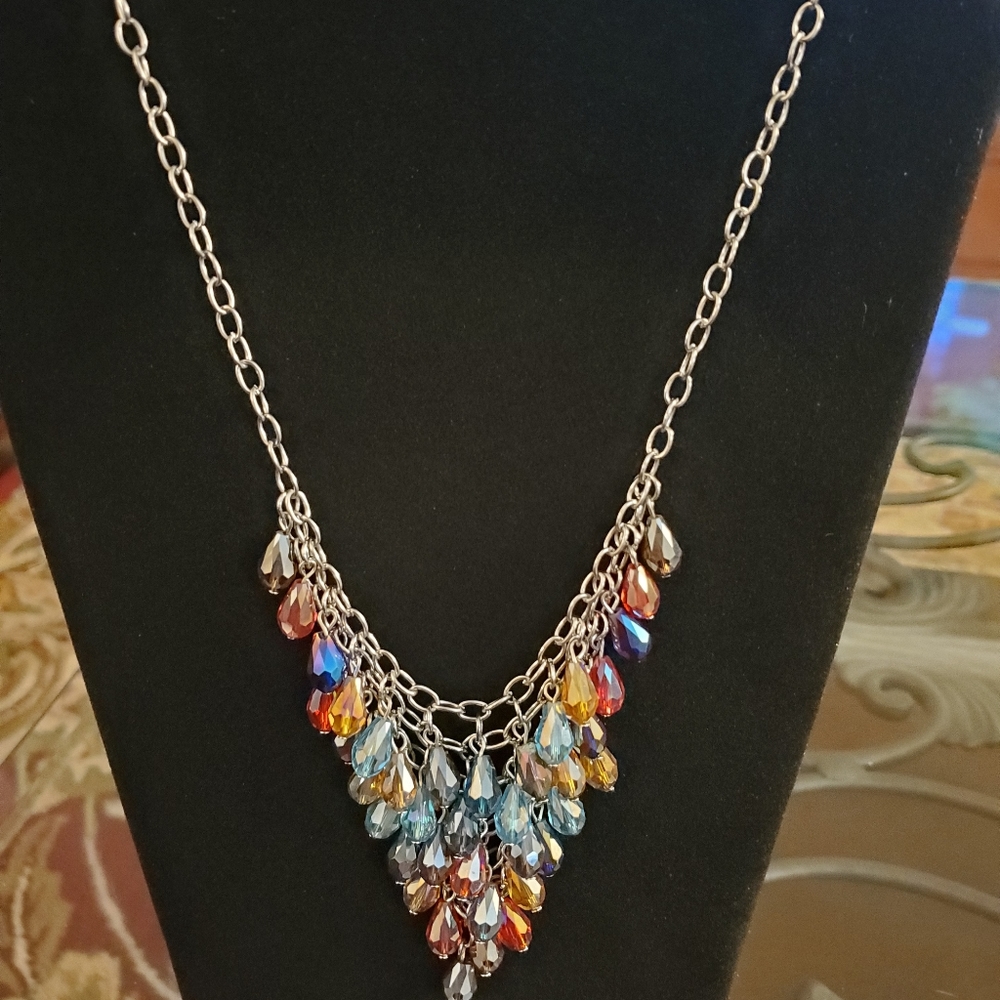 Gorgeous silver colorful necklace